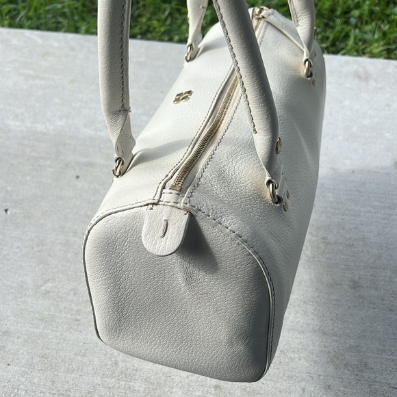 Vintage Y2K Kate Spade White Leather Barrel Satchel Handbag - Picture 7 of 11